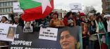 آلاف المؤيدين يحتشدون في الشوارع لتحية زعيمة ميانمار العائدة من لاهاي